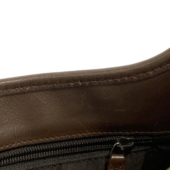 Auth GUCCI - 14057 Dark Brown Beige Jacquard Leather Handbag - Picture 15 of 16